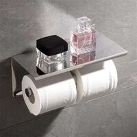 304 Stainless Steel Storage Wall Mounted Bathroom Tissue Holder Toilet Paper Holder With Phone Storage Rack