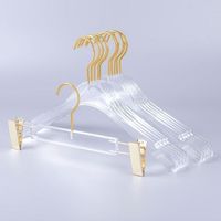 Wholesale Customized LOGO Clear Plastic Acrylic Hanger Chrome Gold Coat Pants Transparent Acrylic Hanger Clothes