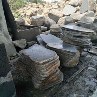 Volcanic stepping stones in garden landscape