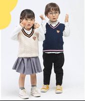 Fashion Back To School Unisex Kids Knit Sleeveless Pullover V Neck Bear Vest Sweater