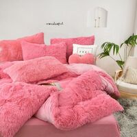 Luxury Microfiber Velvet Fluffy Bridal Bed Linen Sheet Duvet Cover Quilt Bedding Set for Wedding Bedroom PVC Bag Adult