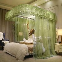 Mosquito net household floor-to-ceiling U-shaped rail princess belt bracket encryption thickened pattern net