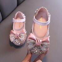 Girls Elegant Diamond Design Princess Shoes With Sequin Rhinestone Decoration Girls PU Leather Kids Dress Shoes