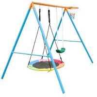 New children's garden outdoor metal children's flying saucer swing set with swing seat with basketball hoop