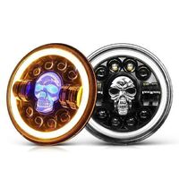 Skeleton Ghost Round Fashion 35W 7 Inch LED Headlight Car Work Light Assembly Light for Wrangler Motocross