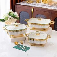 Rectangular Ceramic Pots Dishes Dishes Baking Dishes Candle Warmer Hotel Dry Soup Pot Hotel Golden Shelf