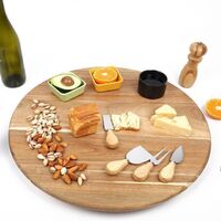 Wholesale Durable Kitchen Turntable Acacia Wood Large Size Lazy Susan Cheese Board for Home Party Wedding