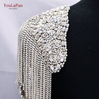 YouLaPan SP36 Luxurious Fringed Rhinestone Silver Shoulder Pads Pair of New Dresses Bridal Wedding Accessories Luxurious Fringed Rhinestone