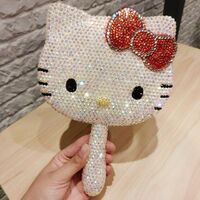 Cartoon Cute Bling Hello Kt Mirror Espejo De Maquillaje Plastic Diamond DIY Makeup Mirror Girly Princess Hello Kitty Mirror