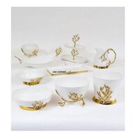 White and Gold Designer Wholesale Metal Bowls and Cake Stands and Pitchers / Wholesale Metal Deluxe Server Cutlery Bowls