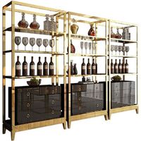 Modern light luxury living room furniture hotel glass wine cabinet stainless steel wine side cabinet display cabinet