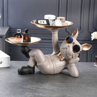 2022 New Year Home Decor Resin Dog Sculpture Butler With Metal Tray Craft Ornaments Art Deco Animal Statue Decoration