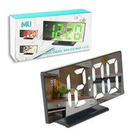 Digital Alarm Clock, Alarm Mirror LED Electronic Clock Snooze Memory Function Temperature Calendar Display