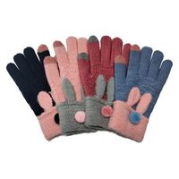 Hot selling touch screen acrylic knitted double palm cartoon fashion winter hand magic gloves