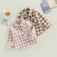 Toddler Boys Clothing Girls Plaid Jackets Flannel Button Jerseys Kids Long Sleeves Fall Coat Tops Christmas Clothes