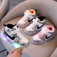 Children's autumn and winter fashion sports running plush led sneakers shoes light shoes