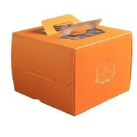 Custom Logo Matte Laminated PVC Insert Orange Truffle Cake Takeaway Box Bakery Luxury Cake Box