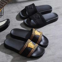 PVC orighial Men's Fashion Sandals Black Non-Slip Open Toe Plus Size Luxury Brand Beach Sandals Slide Slippers