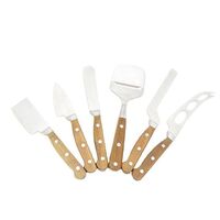 02W05 Food Grade Stainless Steel 6 Piece Cheese Tool with Support Ash Wood Handle