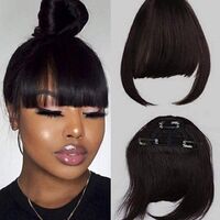 bangs clip neat human hair, bangs clip in hair extension bangs, bang clip for blunt cut hairstyle