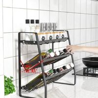 Expandable Adjustable 3 Tier Carbon Steel Metal Kitchen Multipurpose Storage Rack Storage Shelf Shelf Above Sink Dish Rack