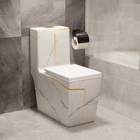 Modern Bathroom Flush Toilet Bathroom One Piece Grey Gold Ceramic WC Toilet