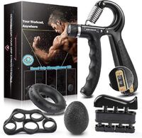 Hand Grip Strengthener Workout Kit with Resistance Hand Grip Finger Exerciser Finger Stretcher Grip Ring and Ball.