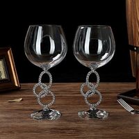 Champagne glass crystal glass goblet factory direct high-end household custom diamond metal European red wine glass