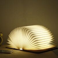 LED Foldable Wooden Book Light Flip Cover Folding Book Light Color USB Paper Reading Table Night Light