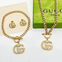 HC Men's 18k Gold Plated Necklace Earrings Designer Jewelry Set 316 Stainless Steel Ladies Diamond Jewelry Set Joyas