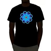 Custom Light Up Sound Activated EL Blinking T Shirt Led Party Promotion Advertisement Animated T Shirt No MOQ