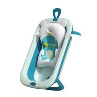 New Born Kids Products Cartoon Collapsible Kids Bathtub With Thermometer Baby Bathtub Baby Shower