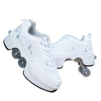 Deformation Walking Invisible Roller Skates Outdoor Sports Kick Out Spinning Top Roller Skate Laces Telescopic 4 Wheels