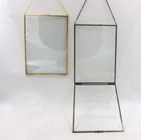 24*24cm Simple Antique Retro Metal Rectangular Clear Glass Home Decor Photo Frame- Gold/Black