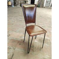 Exotic Lovely Classic Rustic Indian Industrial Modern Iron Leather Dining Chair Coffee Metal Chair