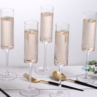 Wholesale Custom Logo 180ml Wedding Party Lead Free Transparent Stem Champagne Glasses