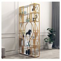 Creative wedding furniture multi-layer gold modern bookshelf wrought iron living room display stand office partition decoration stand