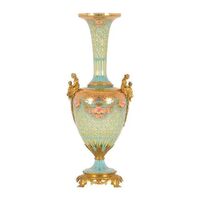 Green glass piece with golden brass with design vase for living room beautiful home decor