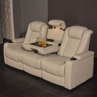 White 3seater Electric Cinema Sofa Home Theater Furniture Cinema Indoor Home Theater Recliner Sofa Chair