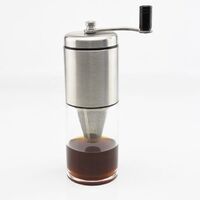 stainless steel glass manual coffee grinder with funnel