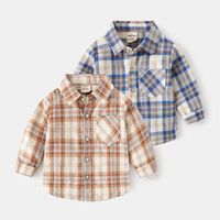 New Fashion Spring and Autumn Boys Plaid Button Lapel Children's Shirts