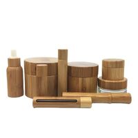 Eco Friendly 1oz 2oz 4oz 8oz 16oz Bamboo Cosmetic Packaging Bottles With Bamboo Lid Wholesale Bamboo Glass Jar
