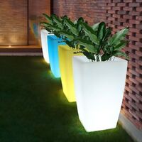 Exhibition luminous colorful solar garden flower pot plastic sculpture flower pot party rental floor lamp luminous flower pot