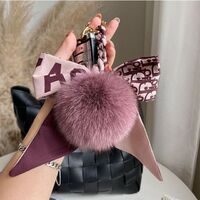 Hot Sale Beautiful Pom Pom Bow Pattern Key Chain Design Leather Key Chain Key Rings Luxury Designer Key Rings