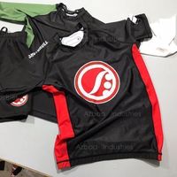 Muay Thai BJJ clothing custom design red and black jiu jitsu Shoyoroll rashguard