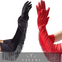 YILIMI Wholesale Satin Tassel Christmas Gloves Long Wedding Bridal Sexy Ladies Prom Gloves