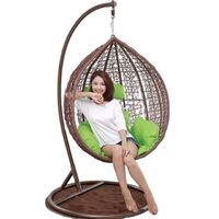 2022 Hot Sale Handwoven Egg Rattan Hanging Garden Swing Chair