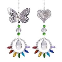 High Quality Butterfly Crystal Ornament Ball Hanging Garden Decor Colorful Crystal Sun Catcher