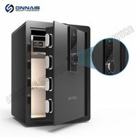 Business black fingerprint password home office small smart safe anti-slip steel anti-theft bedside locker can e