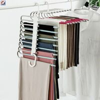 HOT Multilayer Jeans Tie Scarf Towel Closet Rack Metal Non-slip Pants Rack Space Saving Magic Pants Rack